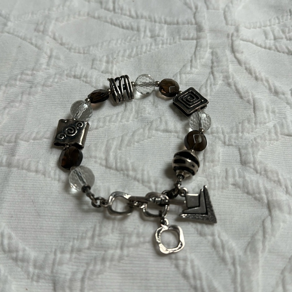 Silpada Smokey quartz toggle sterling silver bracelet